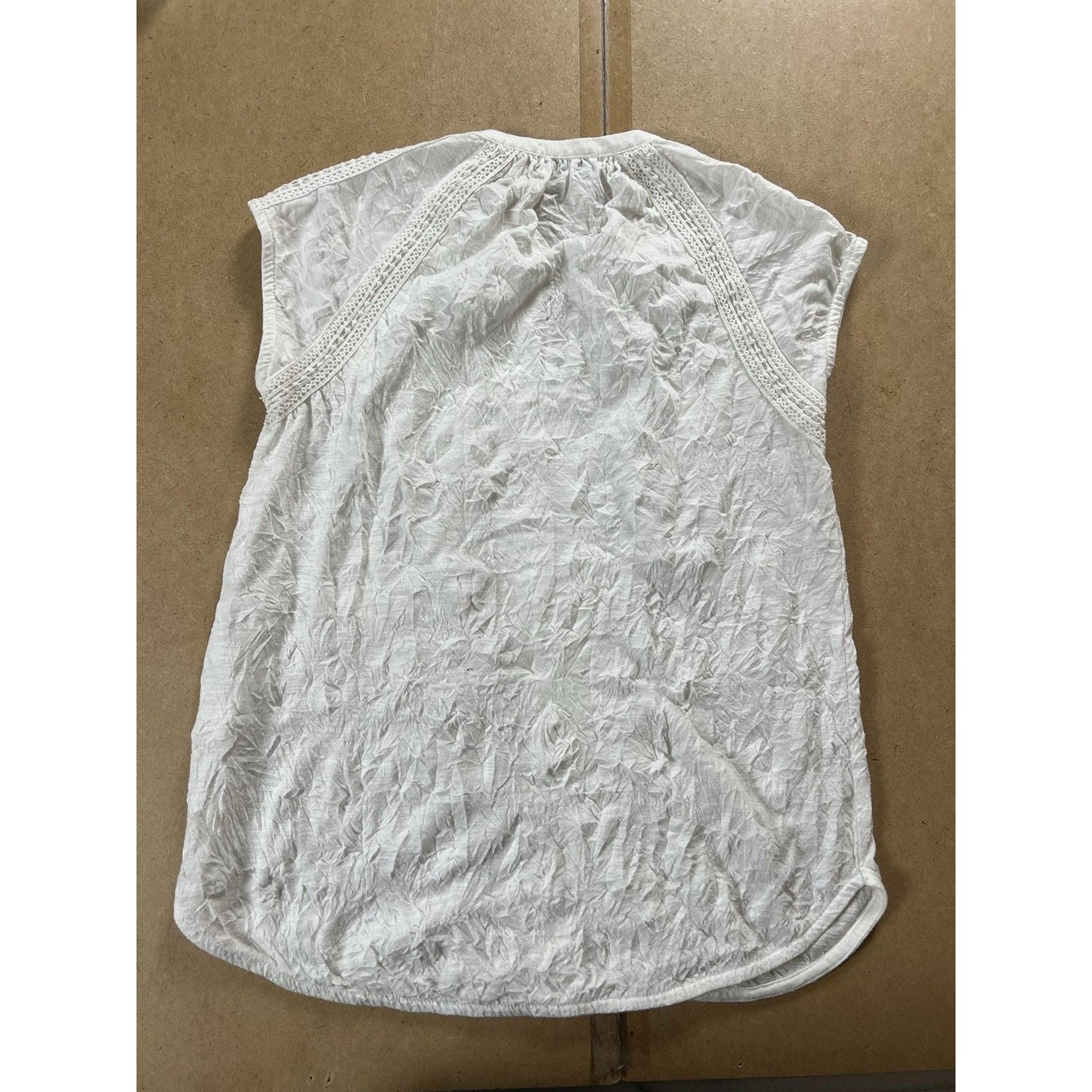 Sundance Tunic Womens XS White Crochet Cap Sleeve Round Neck Lightweight Boho