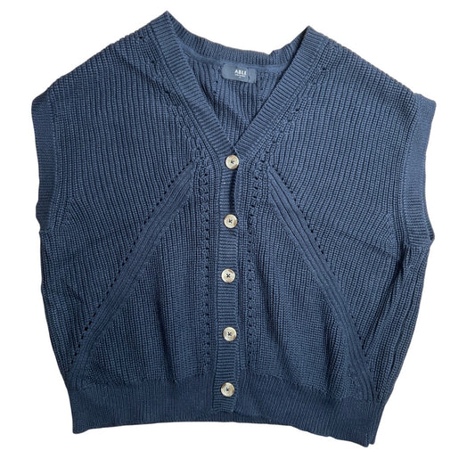 Able Black Button Down 100% Cotton Vest Size Small