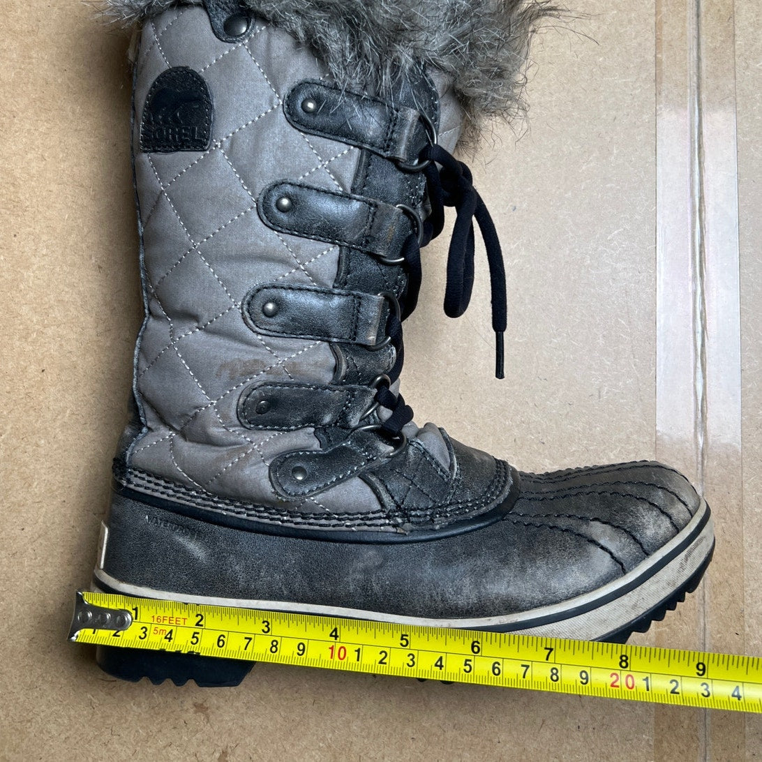 Sorel Womens Size 6 Tofino Gray Lace Up Waterproof Winter Snow Boots