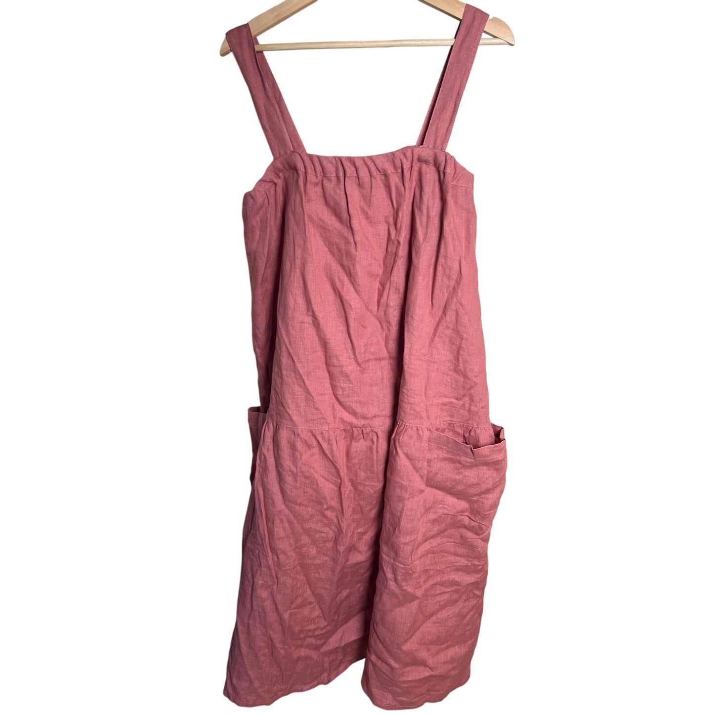 Kondi Suzie Linen Pink Mid Length Dress Medium