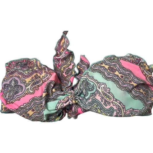 Victoria's Secret Strapless Bikini Top Pink & Blue Paisley Size Small S EUC