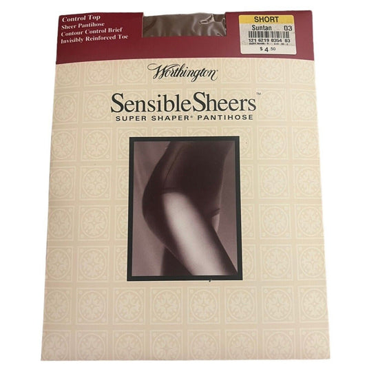 WORTHINGTON Sensible Sheers Super Shaper Pantyhose Nylons Short Suntan Color