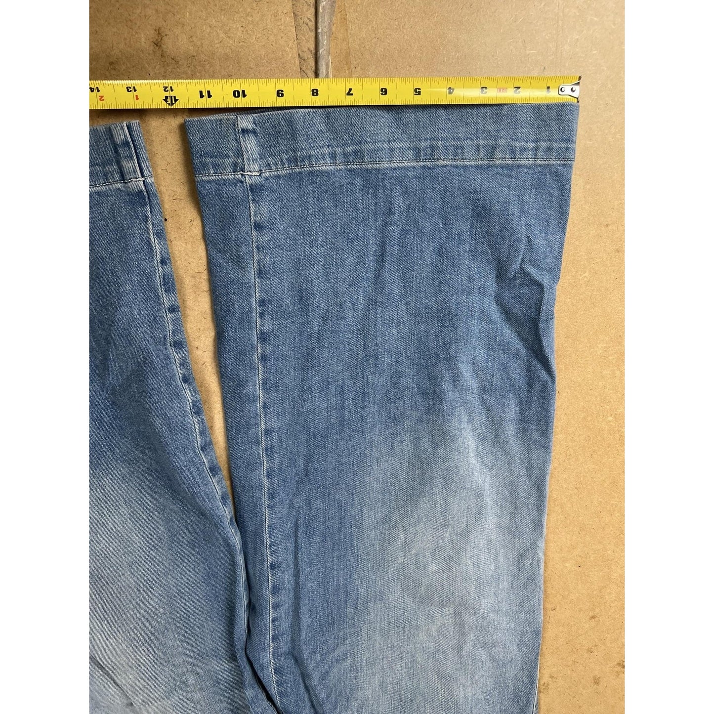 Culotte high waist Pants Womens 42 Blue Ankle Denim Relaxed Fit Pockets Zip