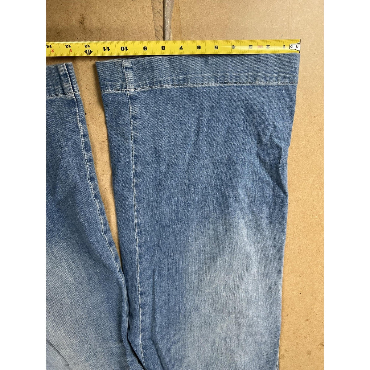 Culotte high waist Pants Womens 42 Blue Ankle Denim Relaxed Fit Pockets Zip