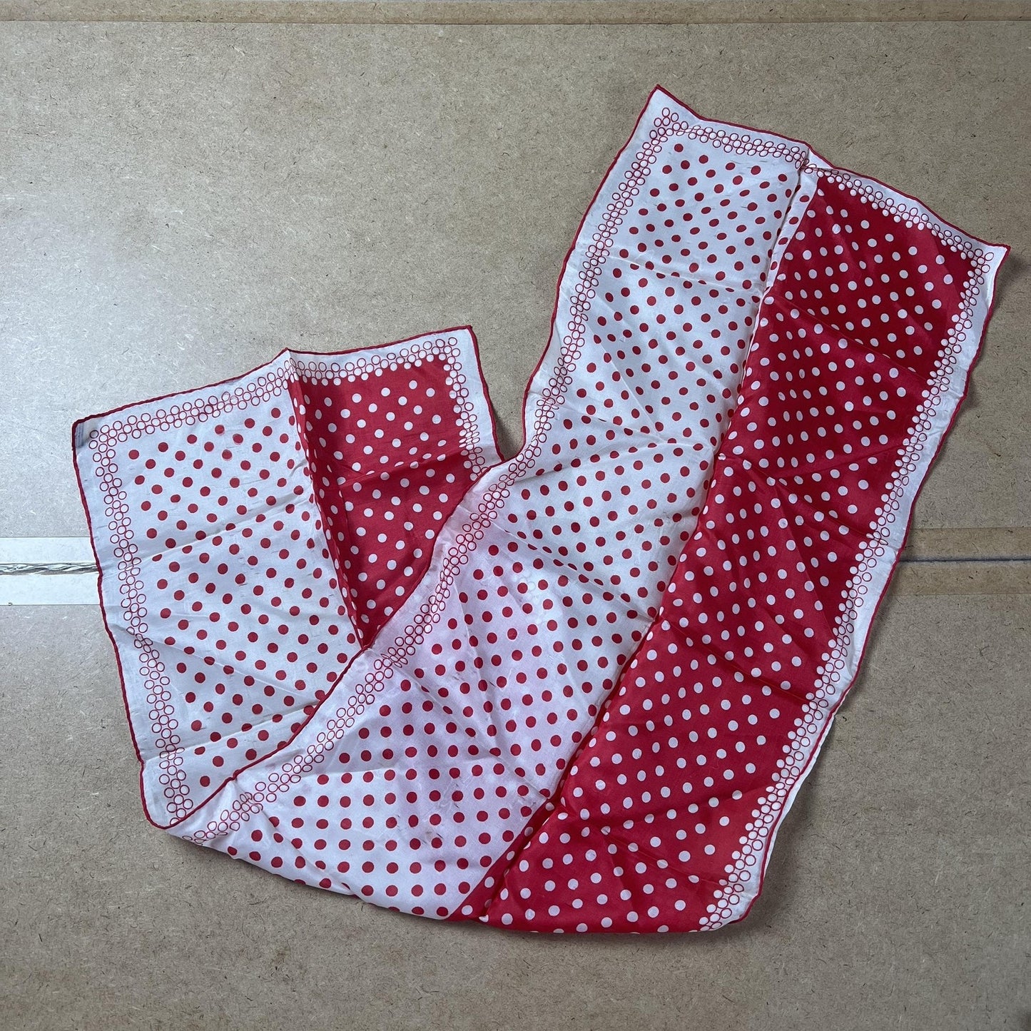 Kerchief Mens One Size Red Polka Dot Rayon Silk Satin Rectangle Scarf Japan