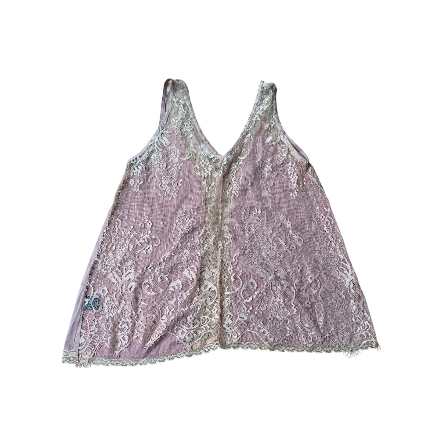 POL Pink Satin Lace Tank Top Size S