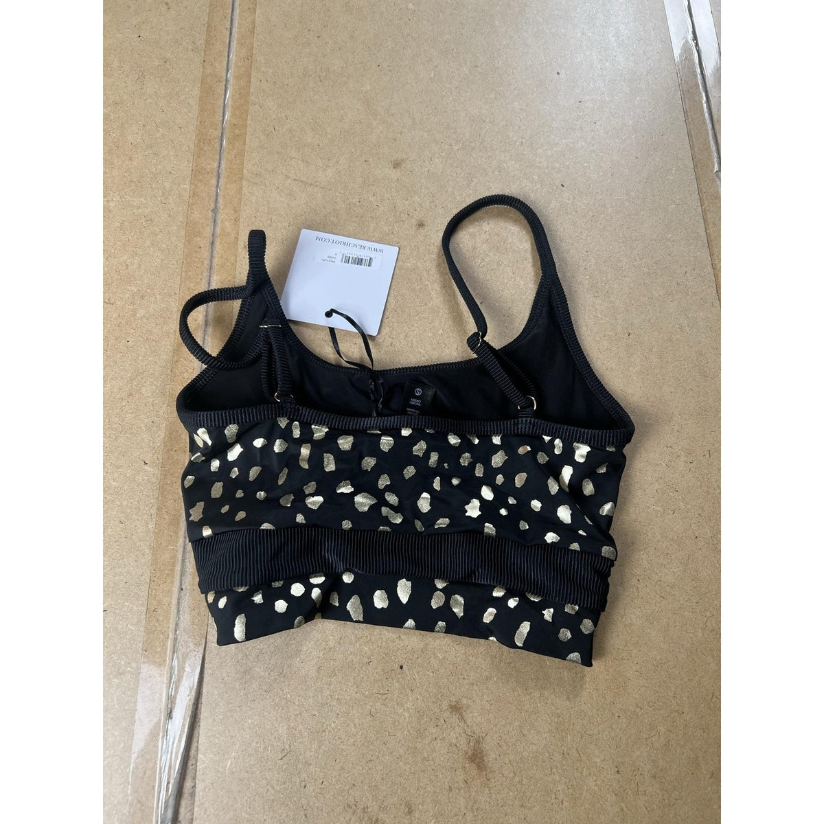 Beach Riot Tank Womens S Black Cropped Animal Print Strappy Activewear