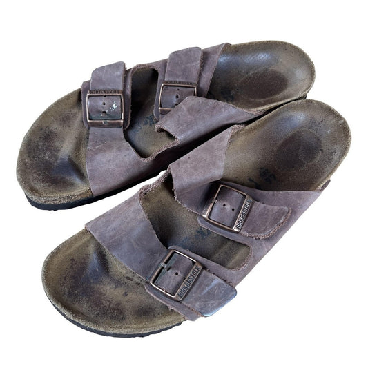 Birkenstock Shoes Mens Size 13 Brown Arizona Slide Nubuck Suede Germany