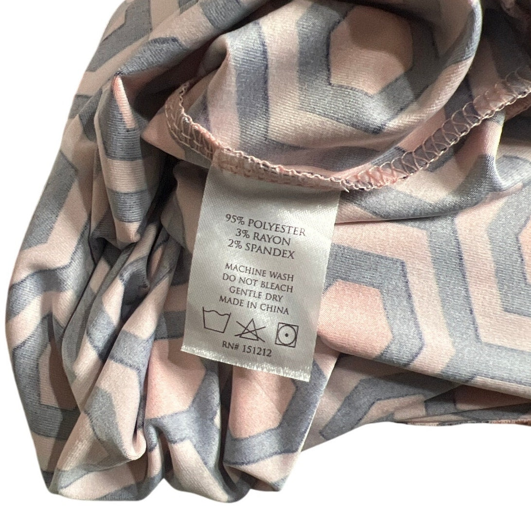 Mary Square NWT Size Large Women Long Orange Dress super stretch geo print