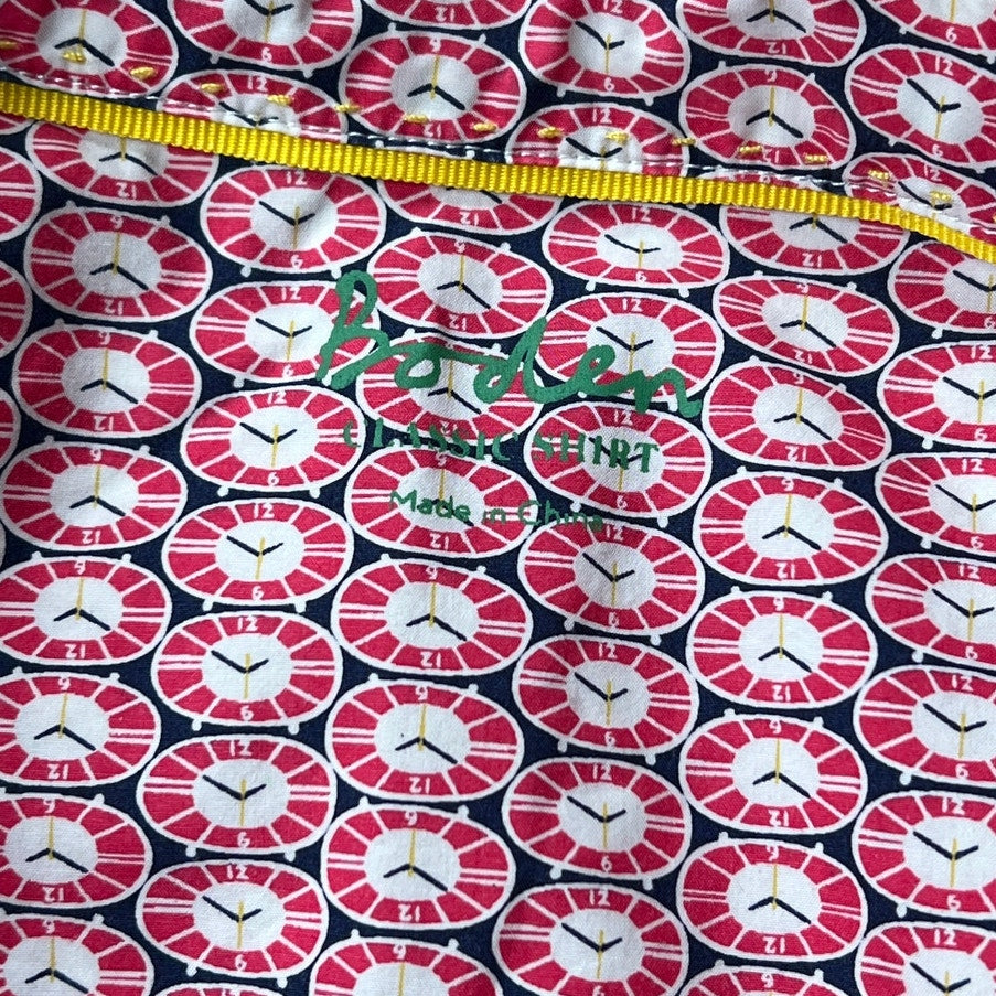 Mini Boden Designer Clock Print Classic Button Down Women's Shirt Size 16