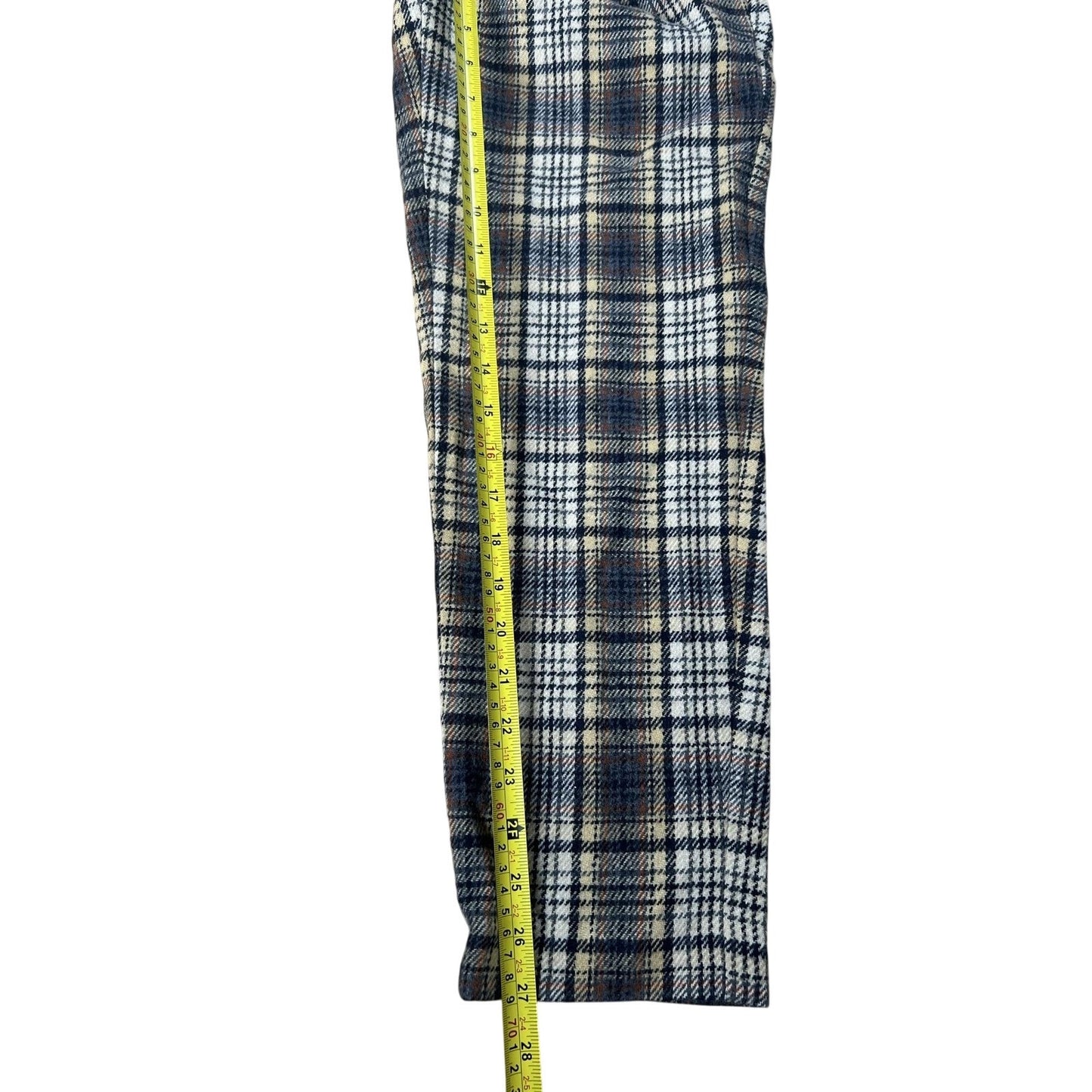 Sienna Pants Womens 12 Beige Plaid Ankle Wool Polyester Slim Lined Pockets Zip