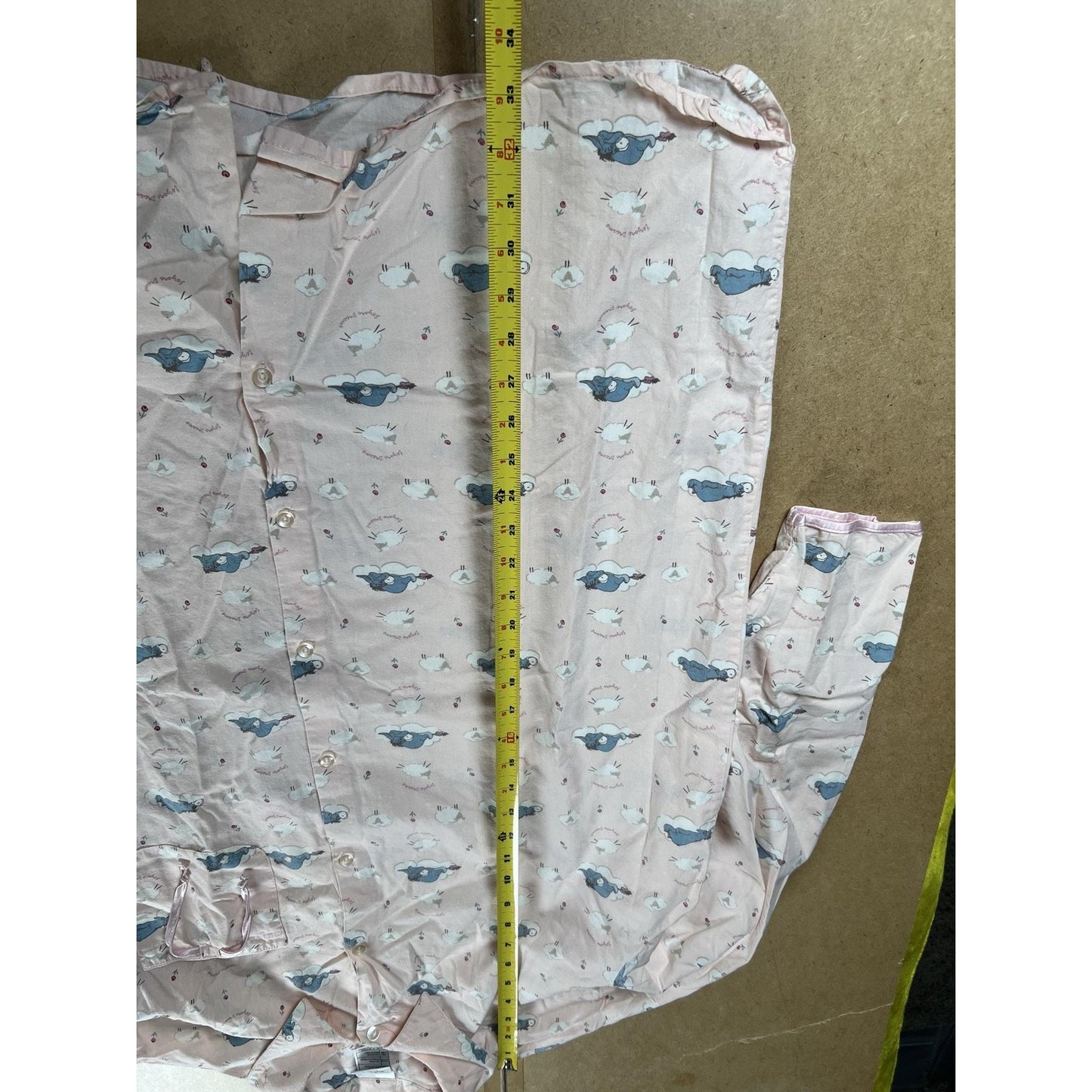 Disney Pajama Top Womens L/XL Pink Eeyore Cotton Collared Button Lightweight
