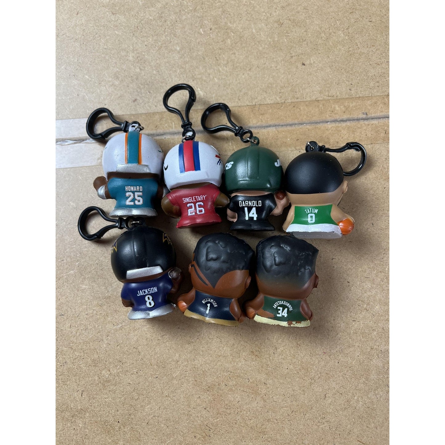 NFL NBA Athlete Mini Keychain Figures Lot Of 7 Football Basketball Players