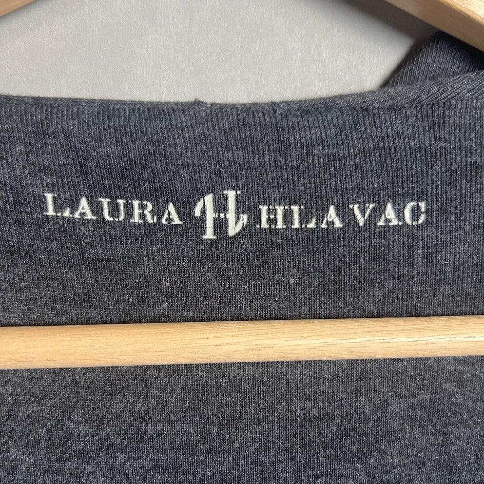 Laura Hlavac Ruffle Duster Sweater Cardigan Long Tie front jacket Women L