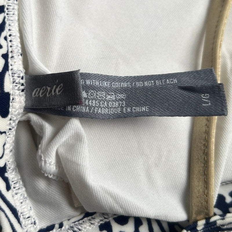 Aerie Large Swim Bikini Top Strappy Black White