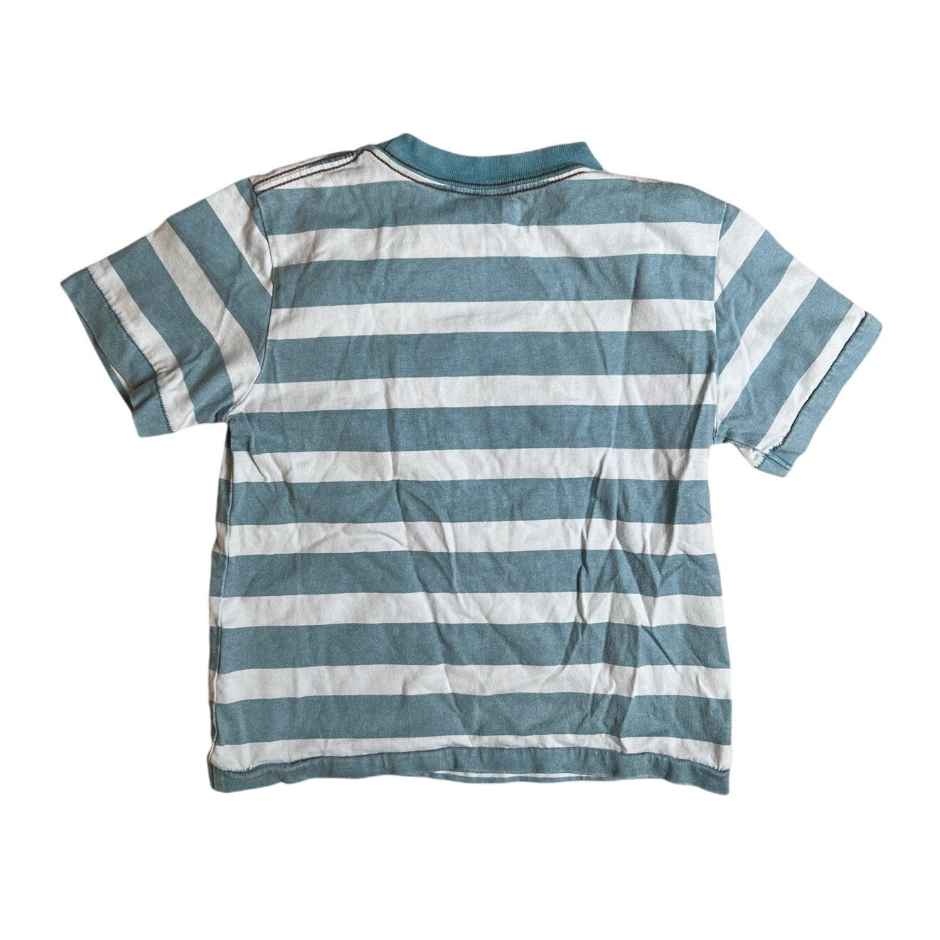Mini Boden 5-6Y Boy Stripped Blue/White Dog Graphic  T-Shirt
