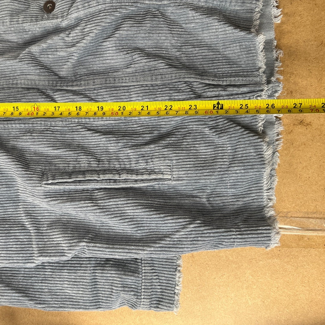 Zara Women's Heavy Blue Corduroy Long Sleeve Button Up Jacket Size XL