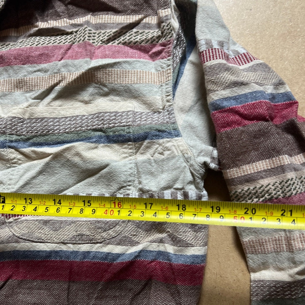 Vintage Kikomo Tribal Shirt Womens M Striped Button Up Long Sleeve
