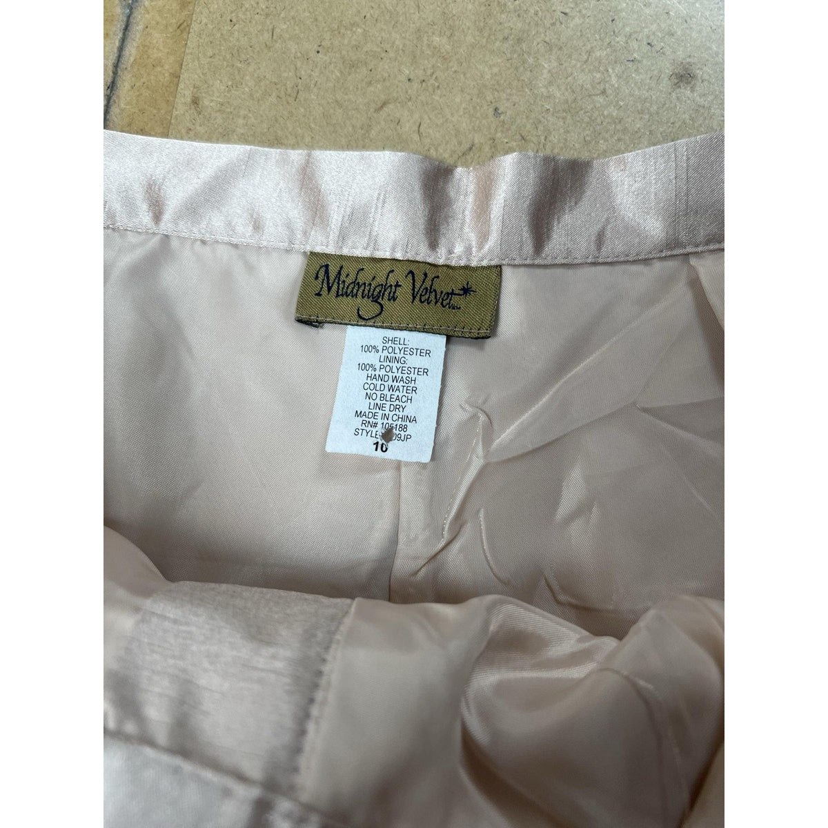 Midnight Velvet Pants Womens 10 Pink Satin Pull On Pleated Elastic Waist