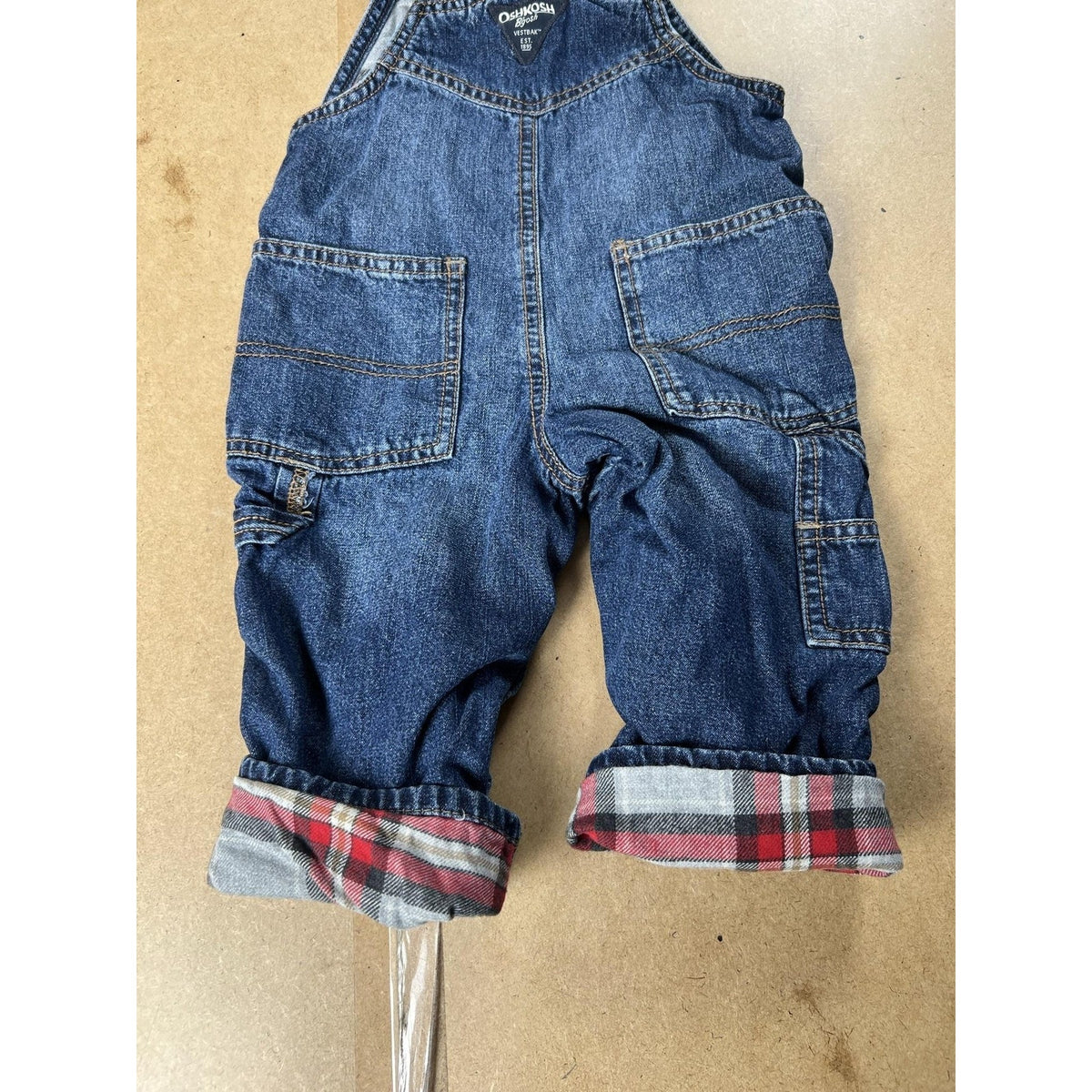 OshKosh B'gosh Jacket Boys 12-18 Months Blue Denim Flannel Lined Pockets