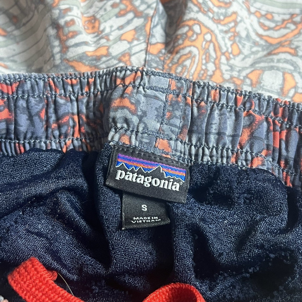 Patagonia Swim Shorts Boys S Gray Geometric Print Built In Brief Nylon