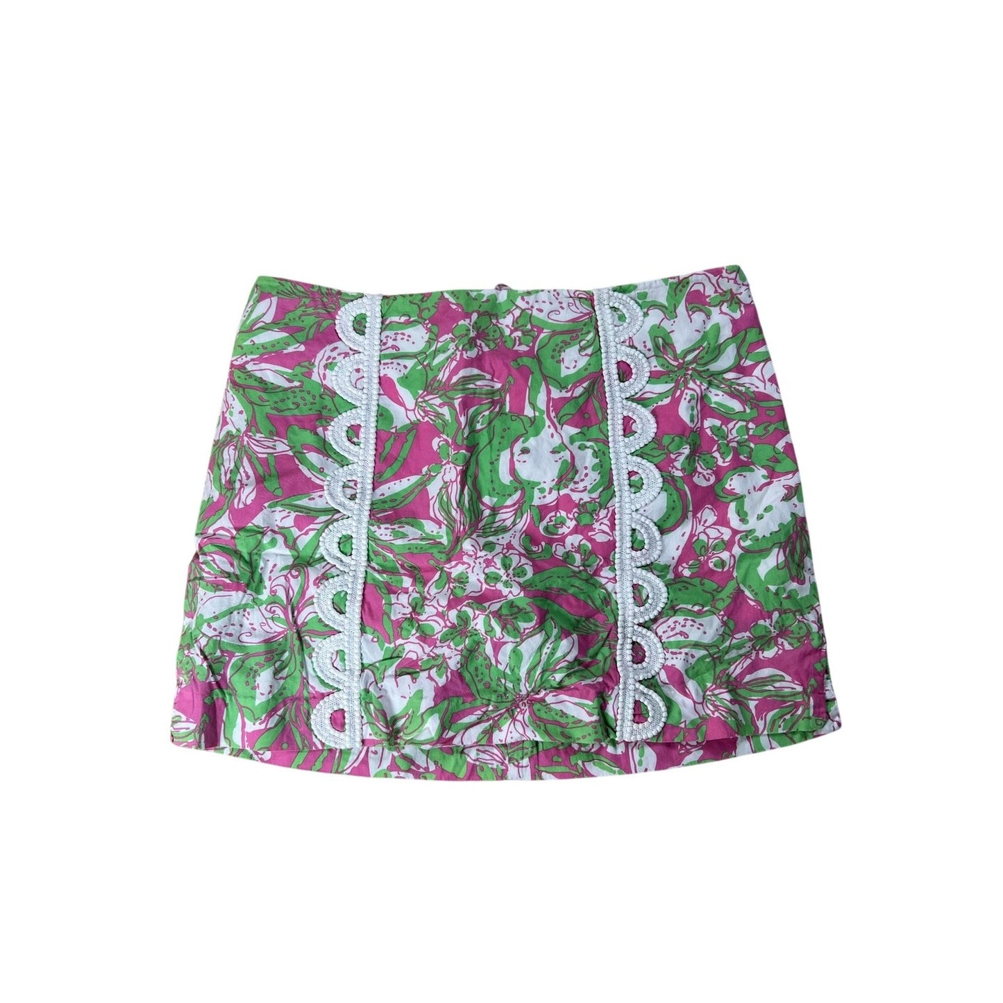 Lilly Pulitzer Skirt Womens 10 Multicolor Mini Twill Lined Crochet Zip Summer