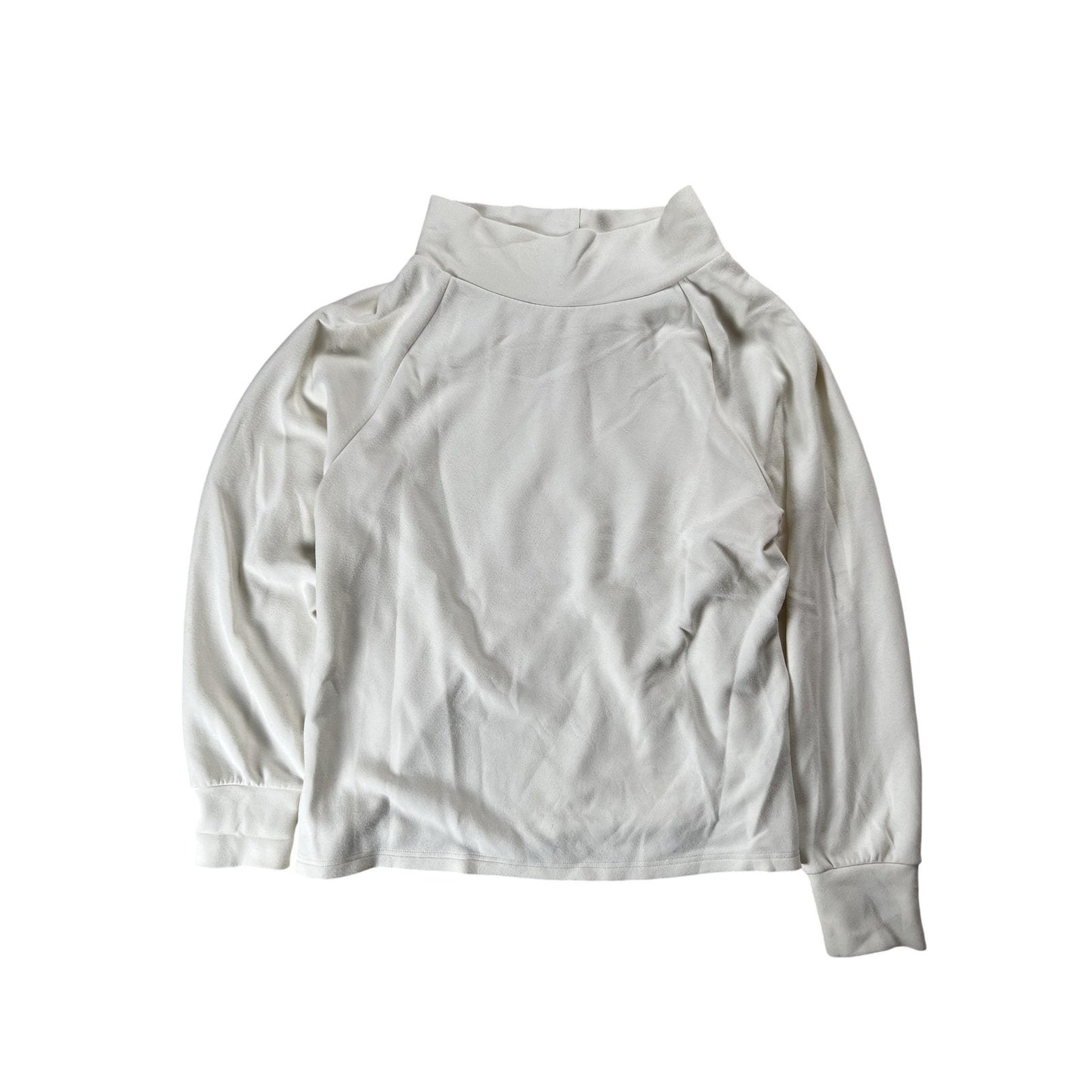 Varley Sweater Womens M White Pullover Mock Neck Lightweight Stretch Raglan