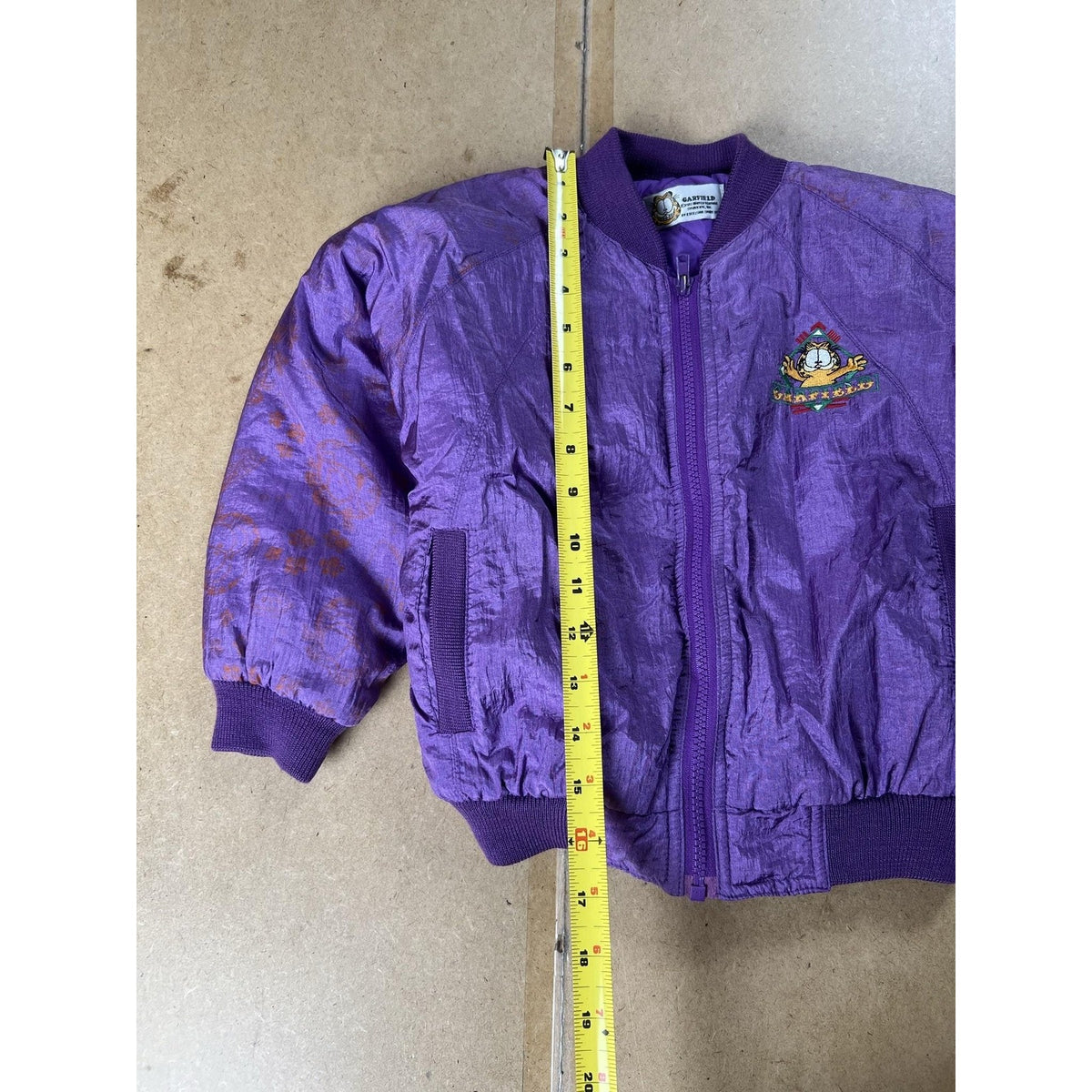Vintage Garfield Jacket Girls 4 Purple Windbreaker Nylon Taffeta Zip Pockets
