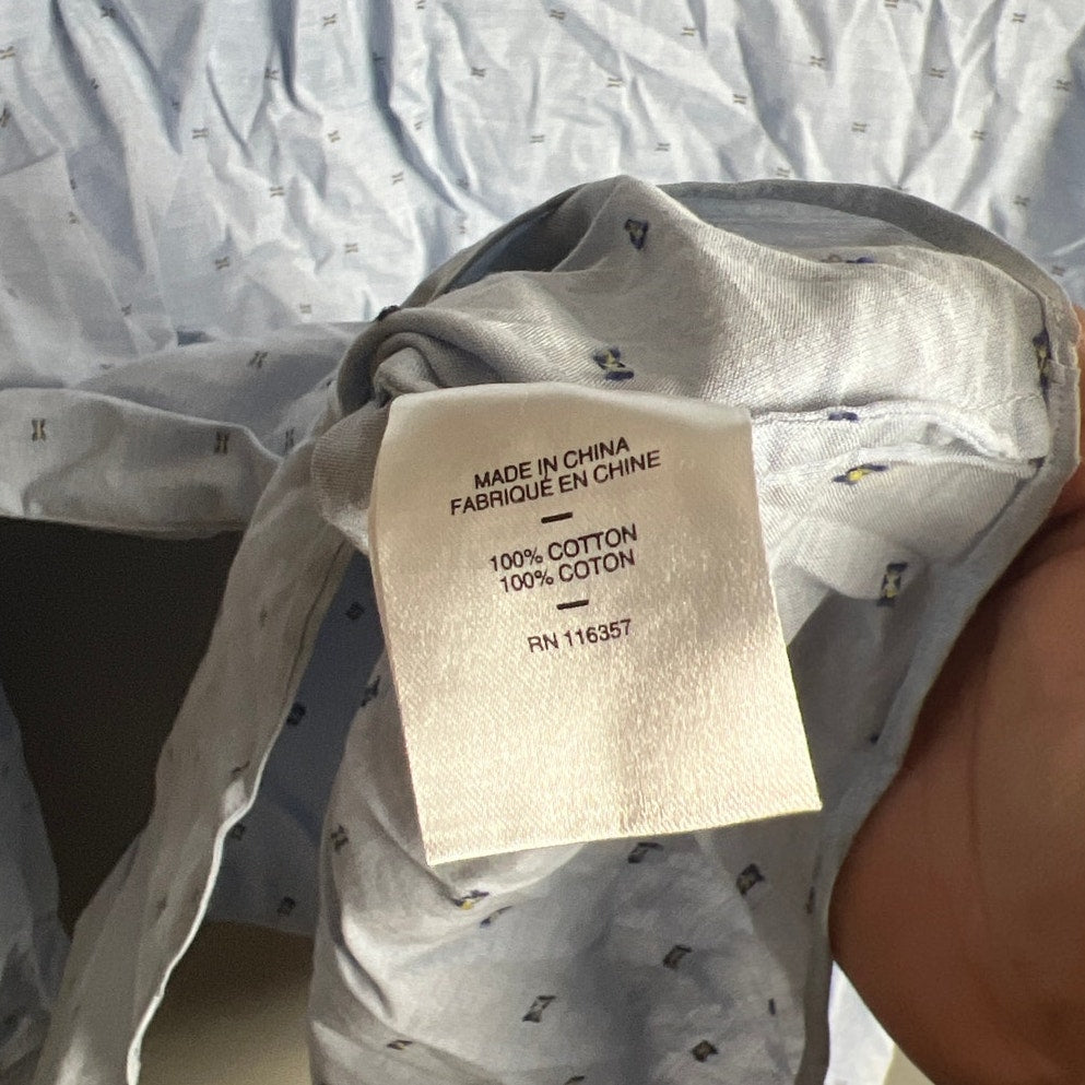 Zachary Prell Medium 100% Cotton Blue Goemetric Button Front Long Sleeve