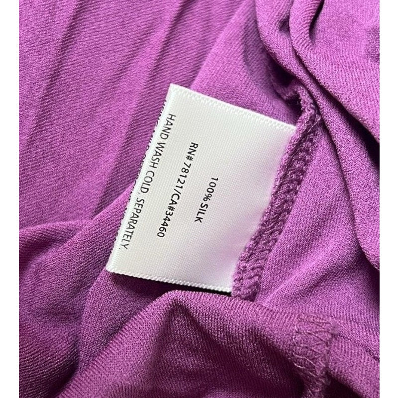 Eileen Fisher Tank Womens 3X Purple Jersey Scoop Neck Pleated Silk Relaxed
