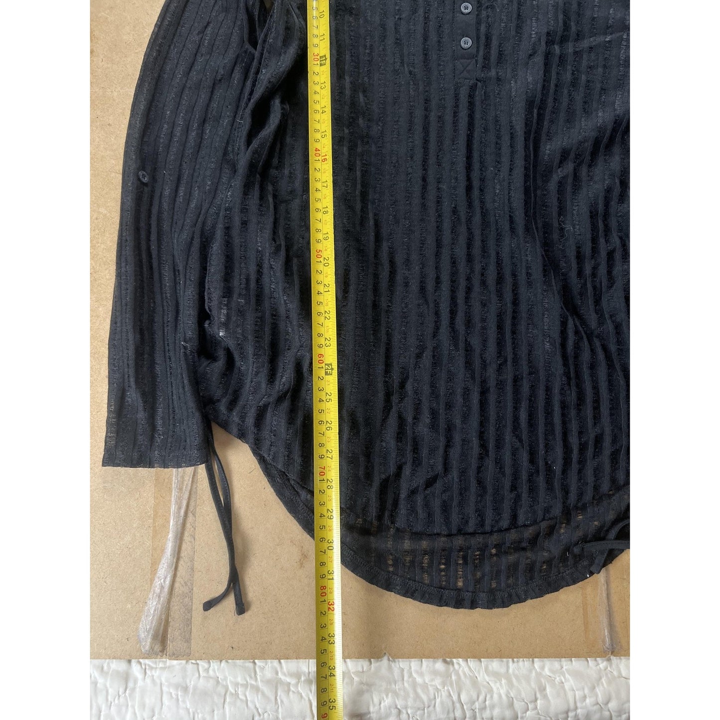 Billabong Sweater Womens L Black Hooded Sheer Striped Henley Lightweight
