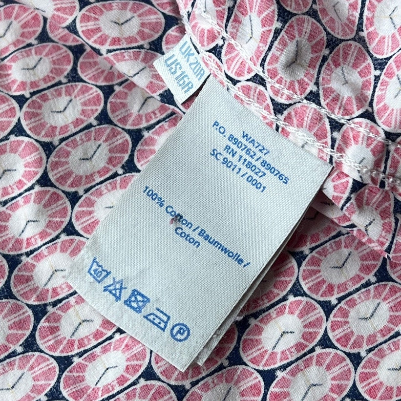 Mini Boden Designer Clock Print Classic Button Down Women's Shirt Size 16