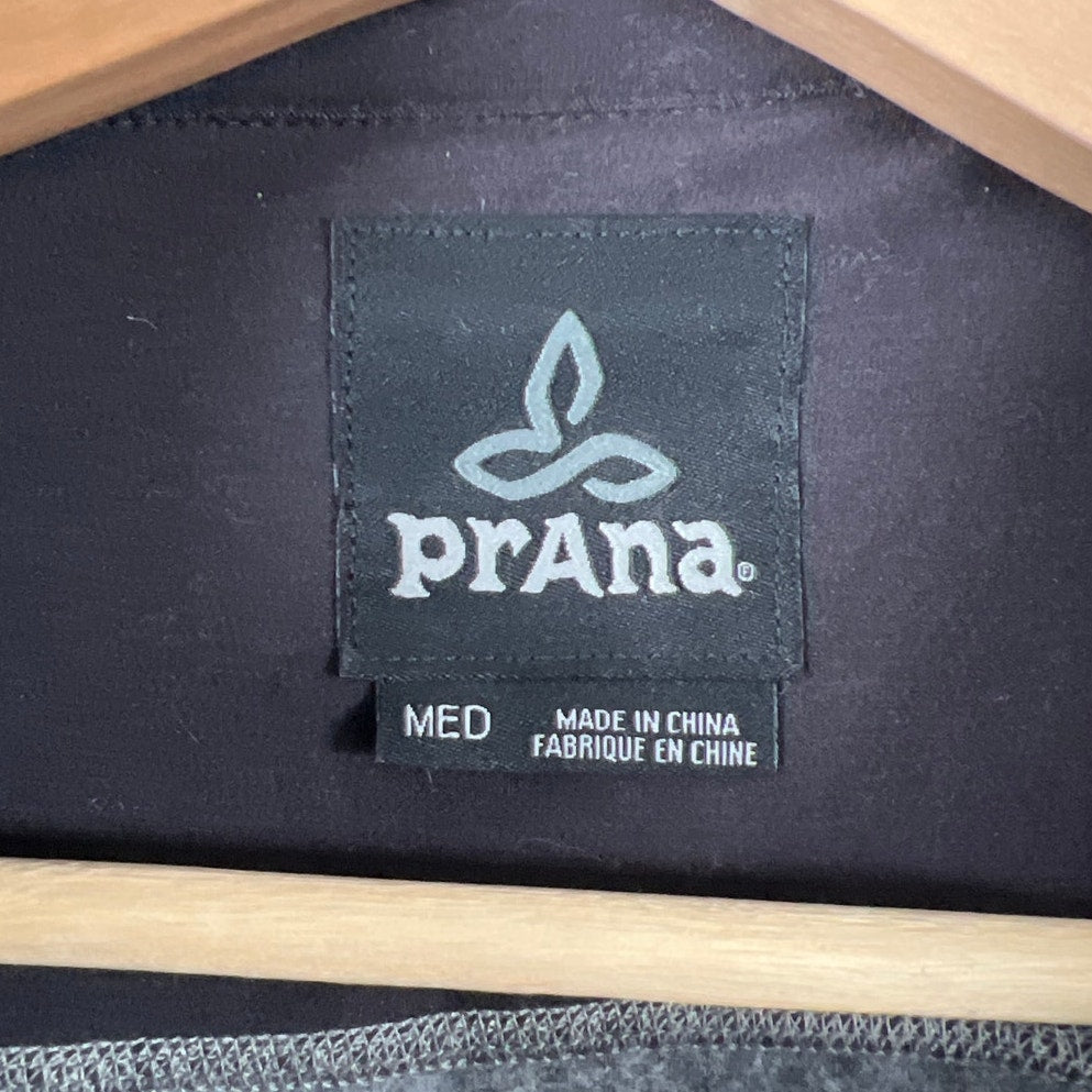 Prana Size Medium Full Zip Wool Blend Sweater Gray