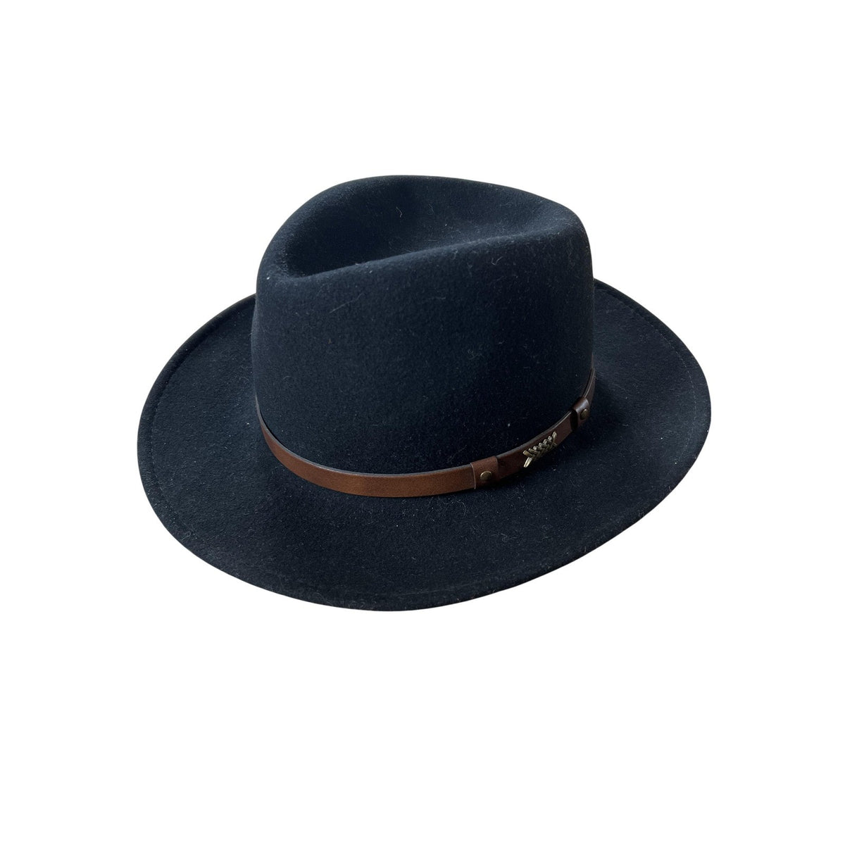 Minnetonka Felt Hat Medium Black 100% Wool Lite Felt Leather Band Made In USA