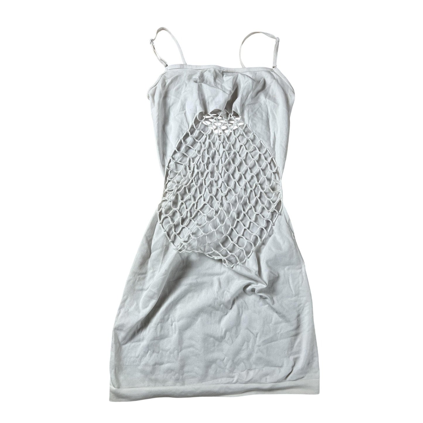 Tank Camisole Womens S White Strappy Sleeve Crochet Adjustable Slim Casual