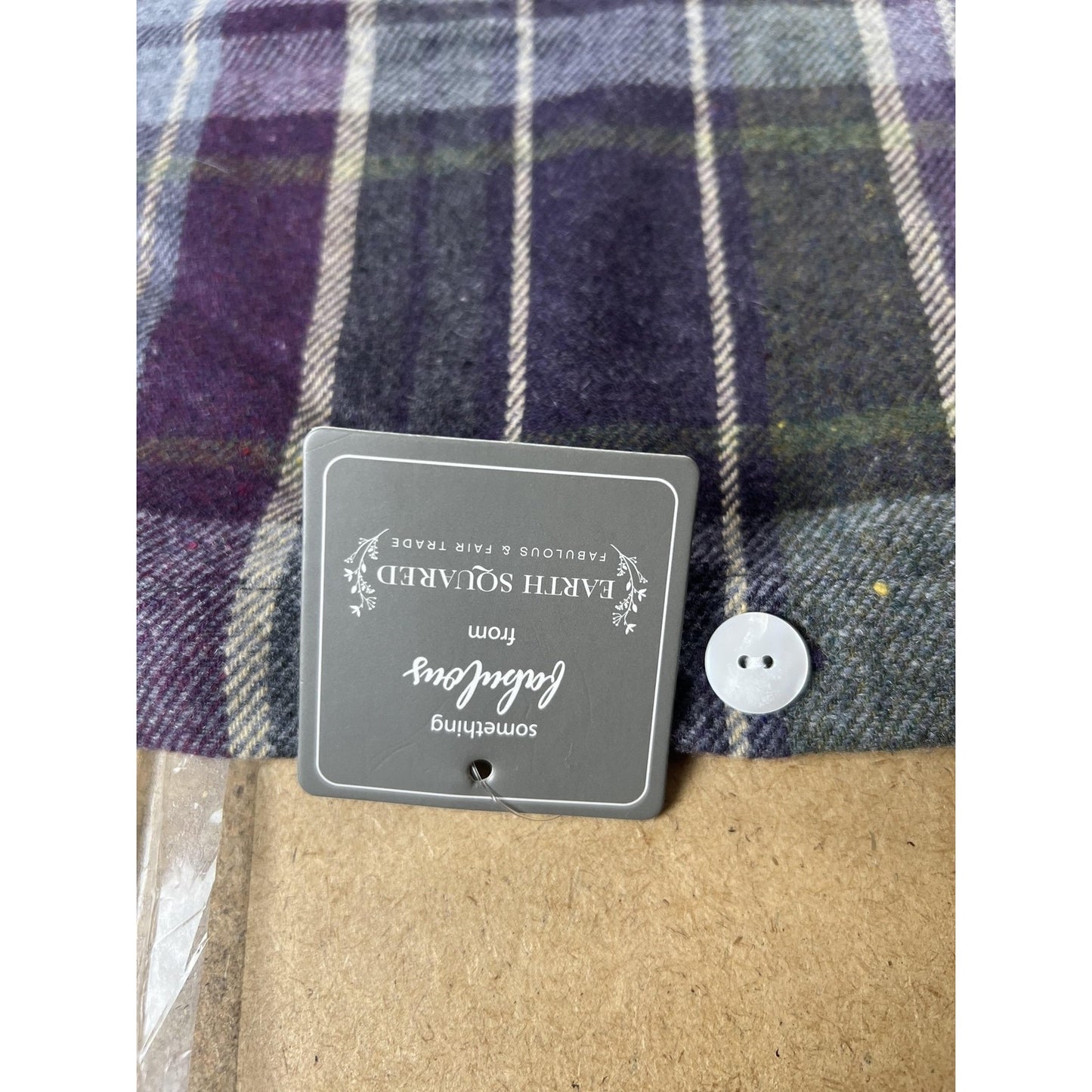 Earth Squared Cushion Cover Gray 60x60 Cm 100% Wool Checked Traditional