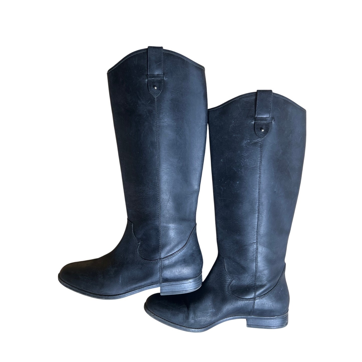 Frye & Co Tall Black Leather Pull On Equestrian Riding Boot Size 8