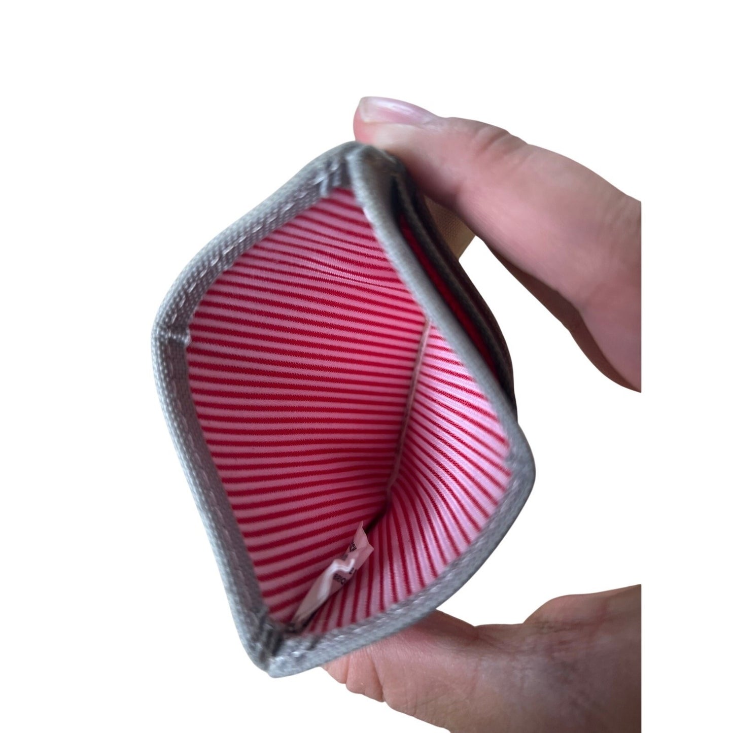 Herschel Wallet Mens One Size Pink Mini Canvas Credit Card Logo Striped Lining
