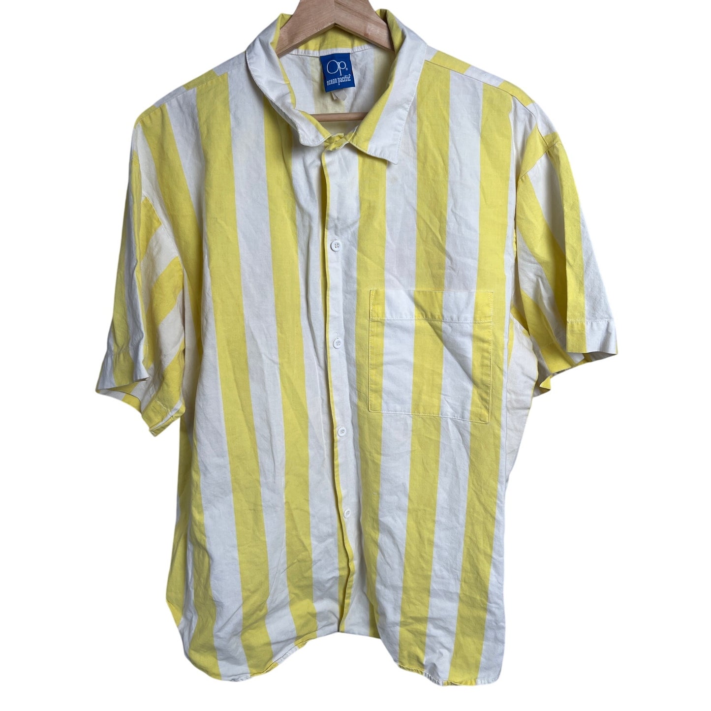 1987 Ocean Pacific Large Vertical Stripe Surf Lounge Shirt
