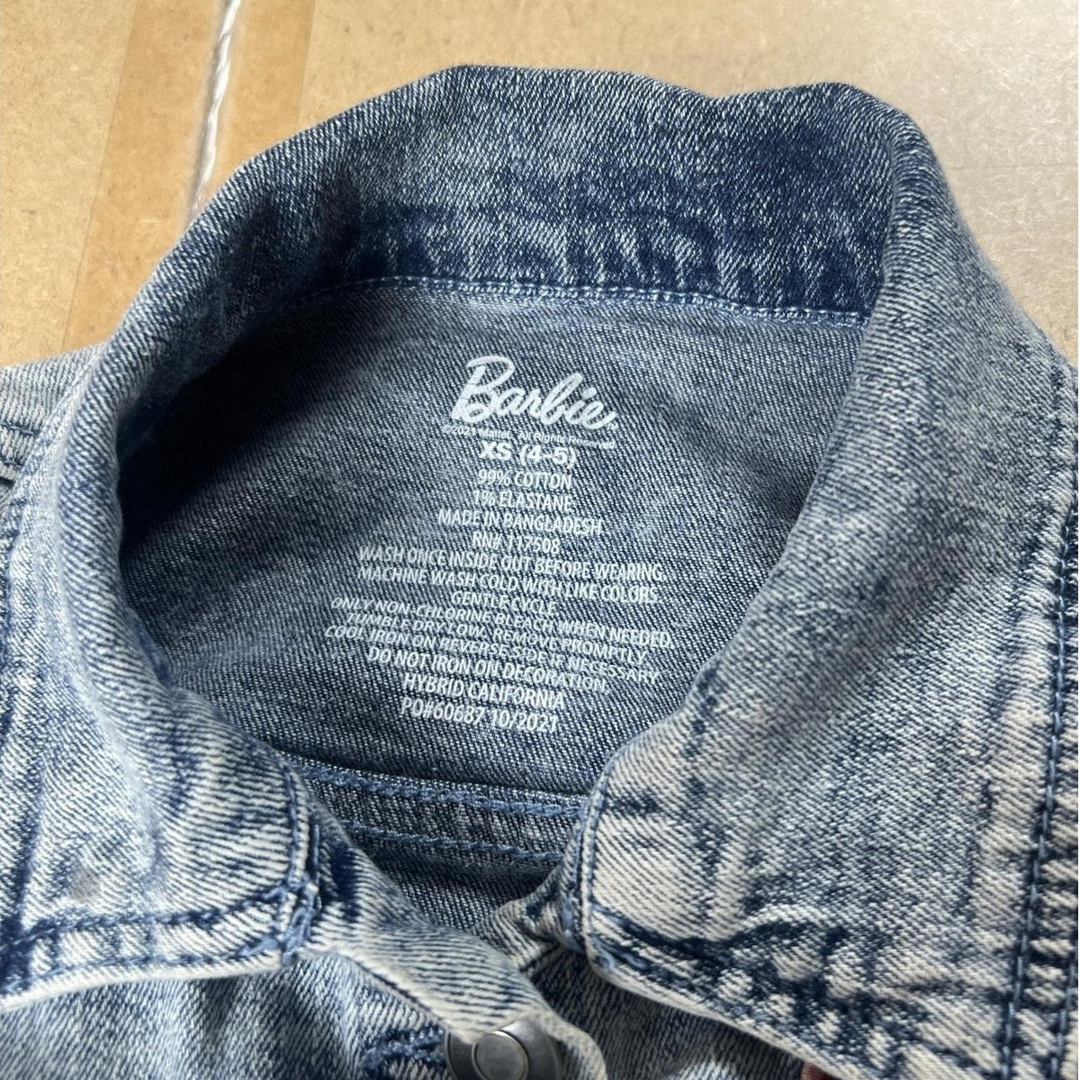 Barbie Jacket Girls 4 Blue Denim Snap Pockets Casual Fall Embroidered Logo