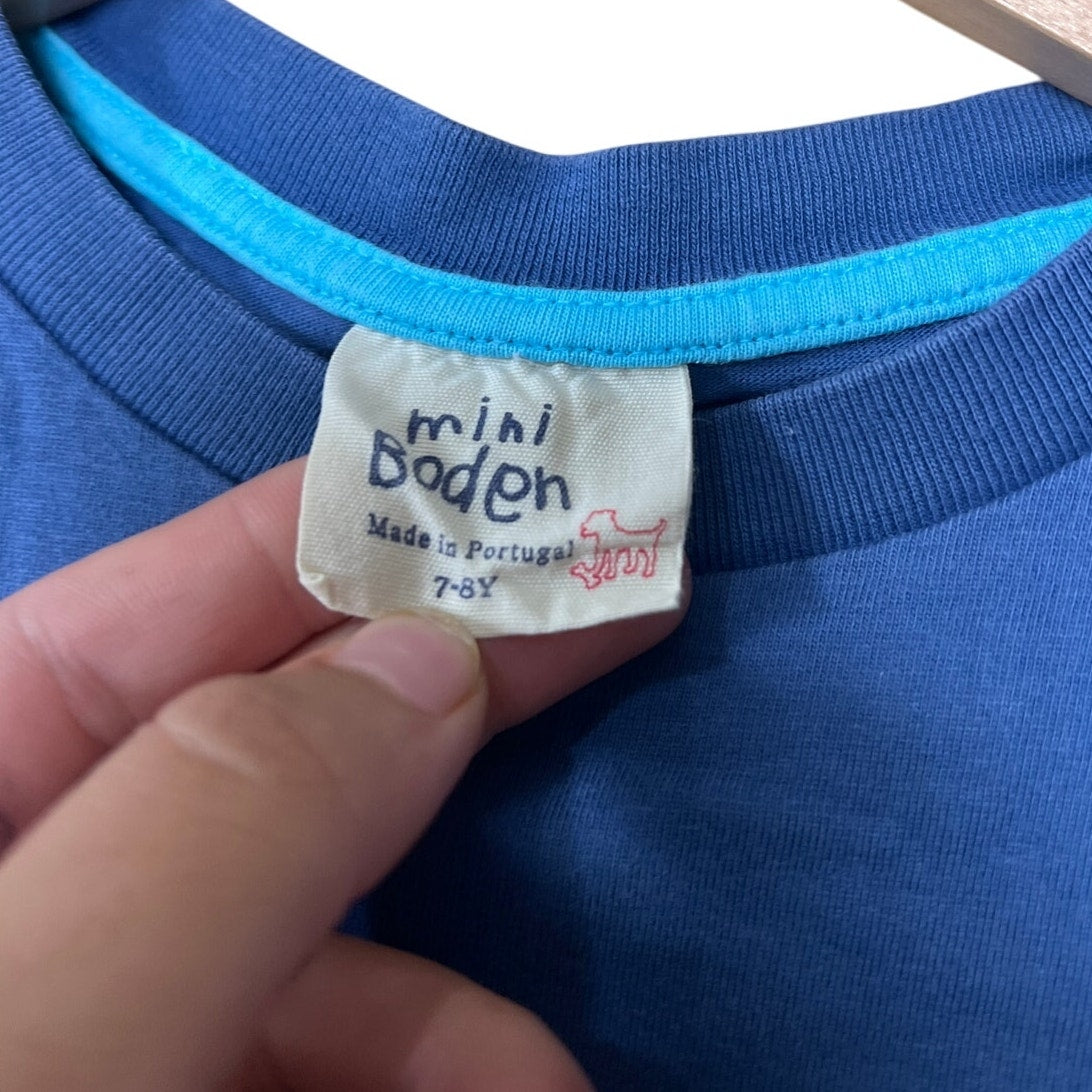 Mini Boden 7-8Y Turtle Blue T-shirt 100% Cotton
