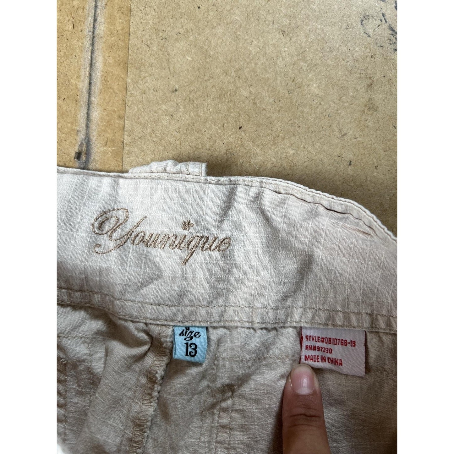 Glamique Pants Womens 8 Beige Cargo Twill Relaxed Pockets Button Travel Casual