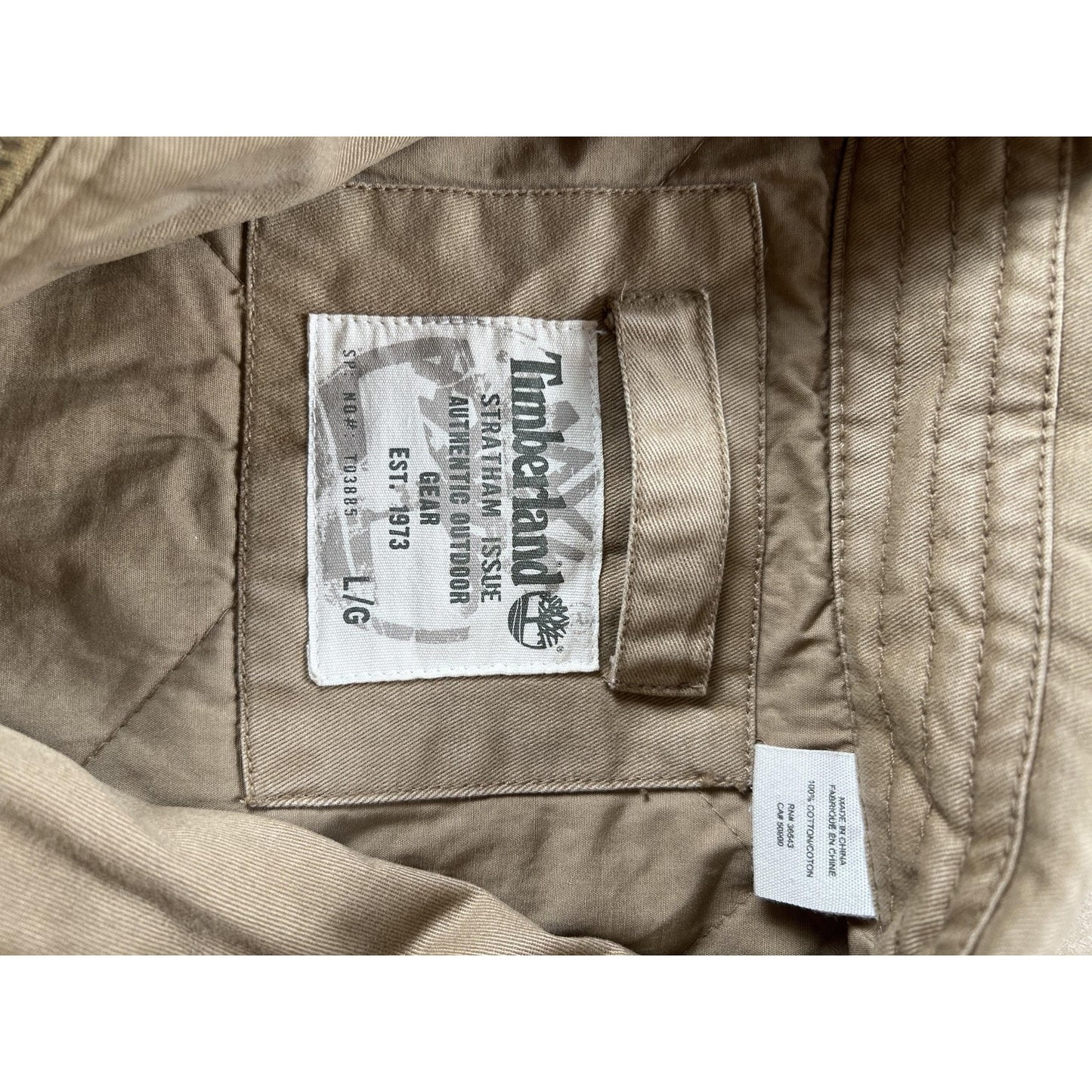 Timberland Jacket Mens Large Tan Cotton Zip Front Outdoor Utility Workwear