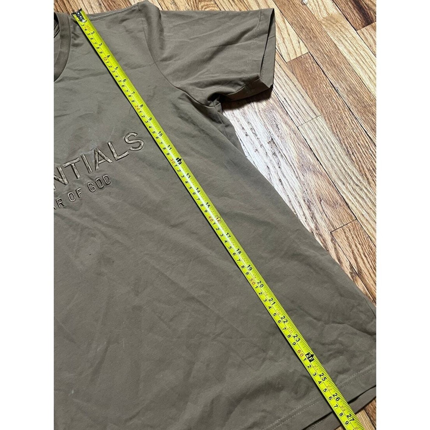 Essentials Inspired Fear of God FOG Tan Text T Medium Shirt *Minor Stains*