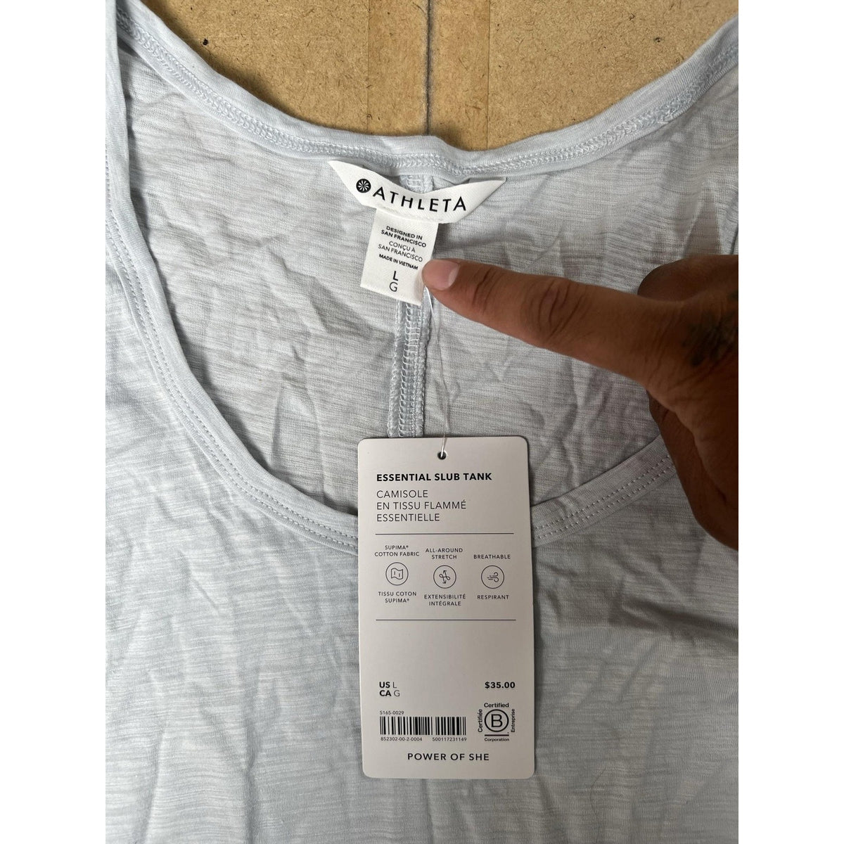 Athleta Tank Womens L Gray Essential Slub Camisole Cotton Scoop Neck Activewear