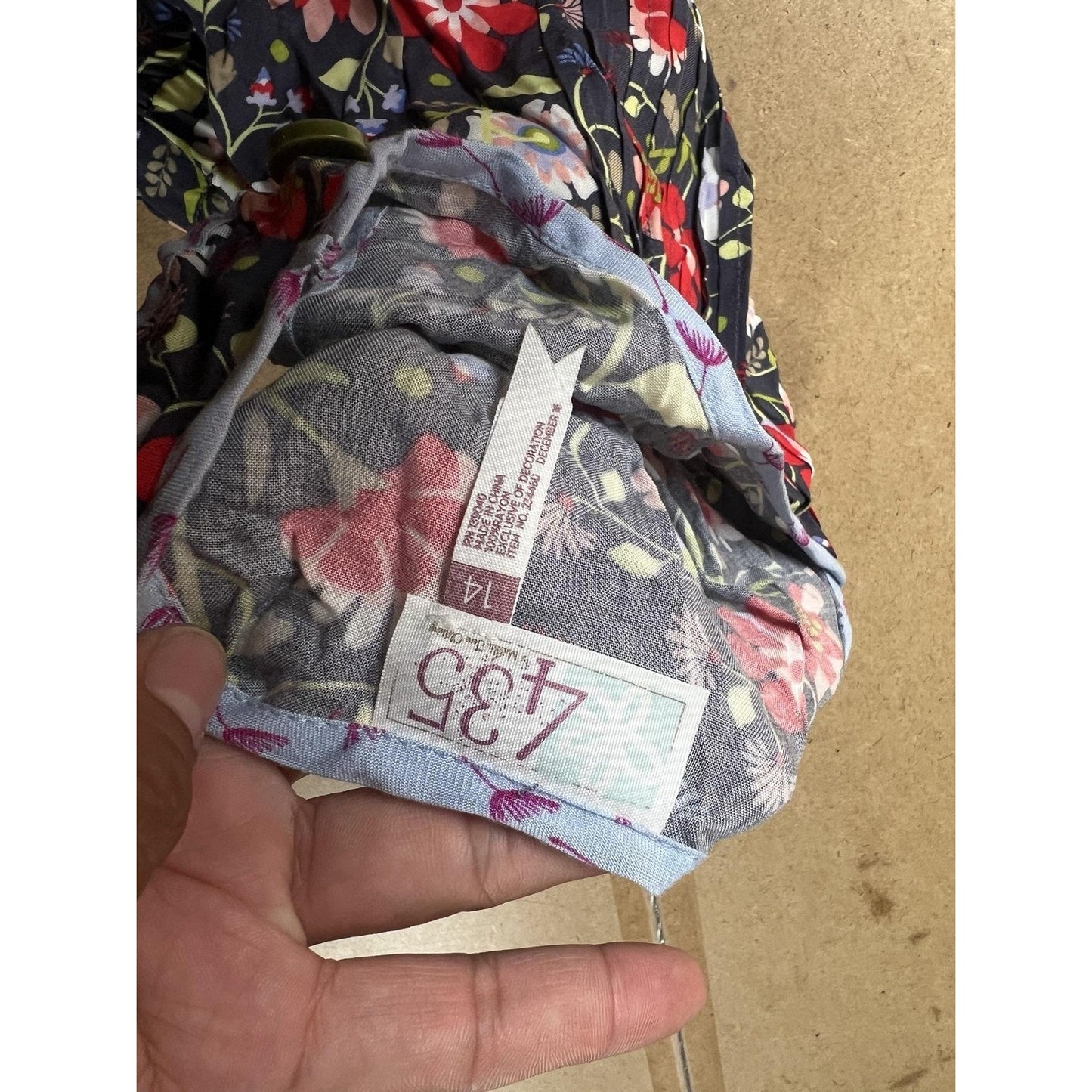 435 Tank Teens 14 Blue Floral Ruffle Button Pockets Elastic Waist