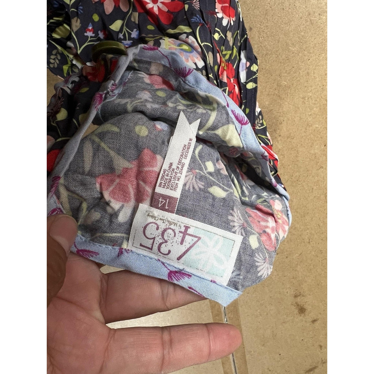 435 Tank Teens 14 Blue Floral Ruffle Button Pockets Elastic Waist