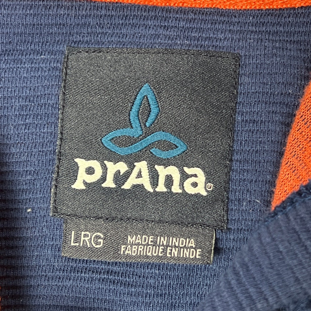 PrAna Full Zip Hoodie Blue Textured Lined Light Weight Men Sweater Size Large