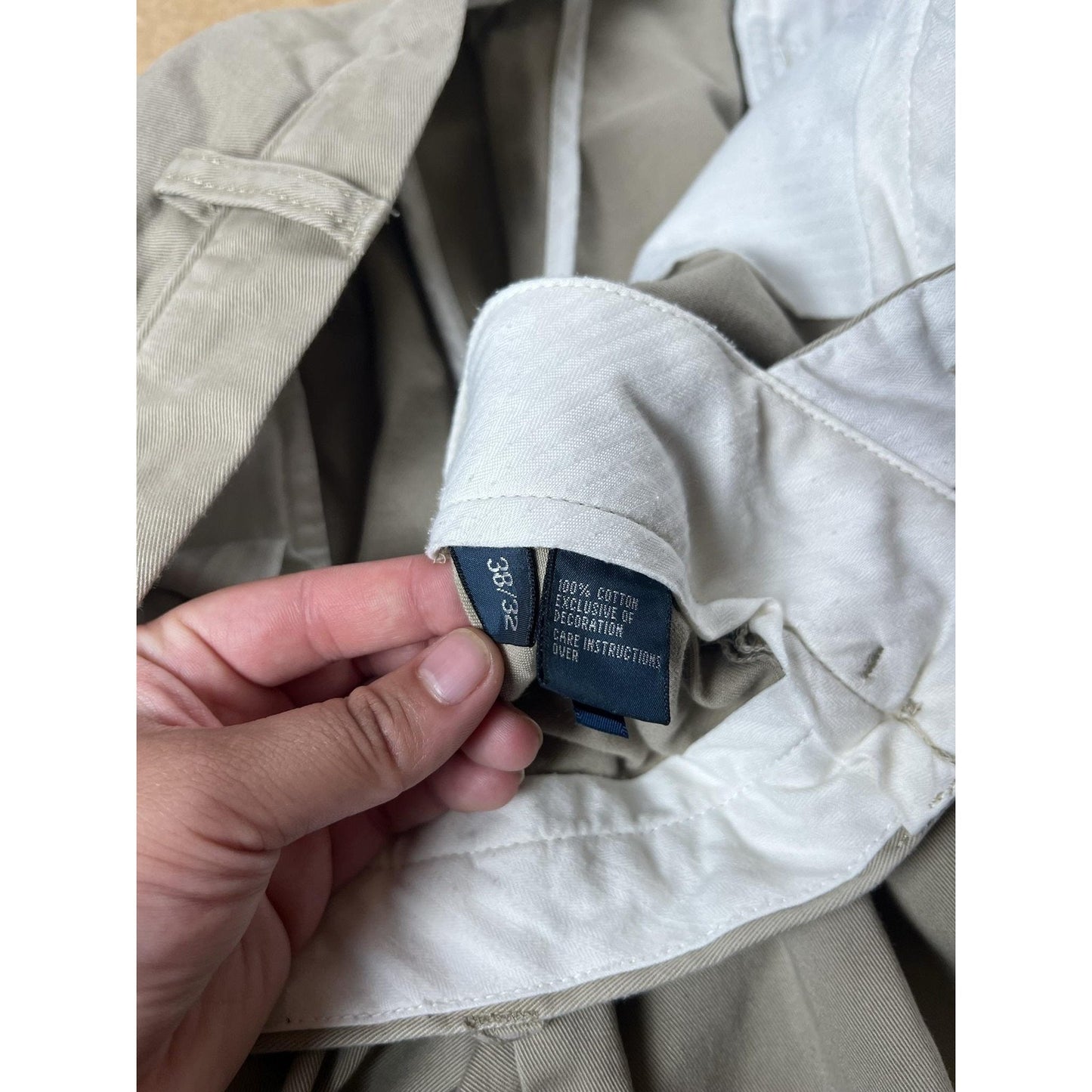 Polo Ralph Lauren Pants Mens 38x32 Beige Chino Classic Straight Cotton Pleated