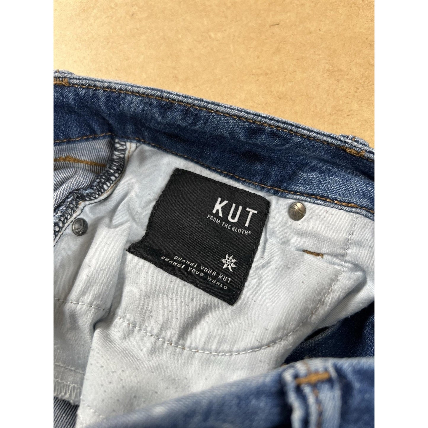 KUT From The Kloth Pants Womens 4L Blue Cropped Denim Stretch Pockets Zip